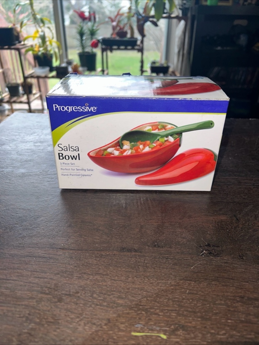 PROGRESSIVE SALSA  SERVING SET  W/SPOON AND LID CERAMIC NEW IN BOX